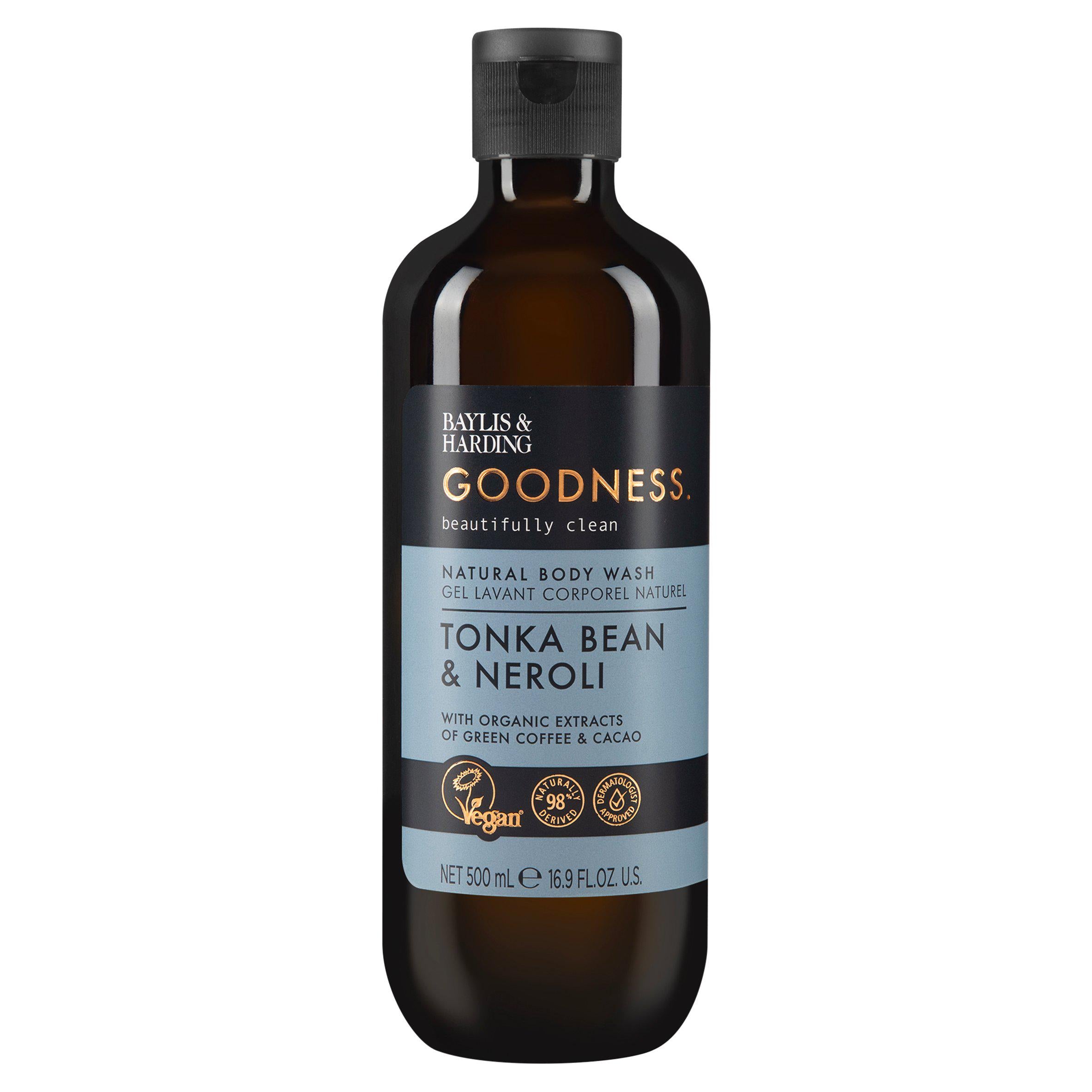 Baylis &amp; Harding Goodness Tonka Bean &amp; Neroli ბუნებრივი შხაპის გელი (500 მლ)