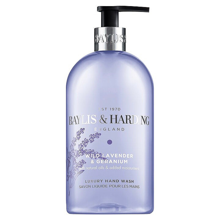 Baylis &amp; Harding Signature ხელის საპონი- ველური ლავანდა და გერანიუმი, 500 მლ.