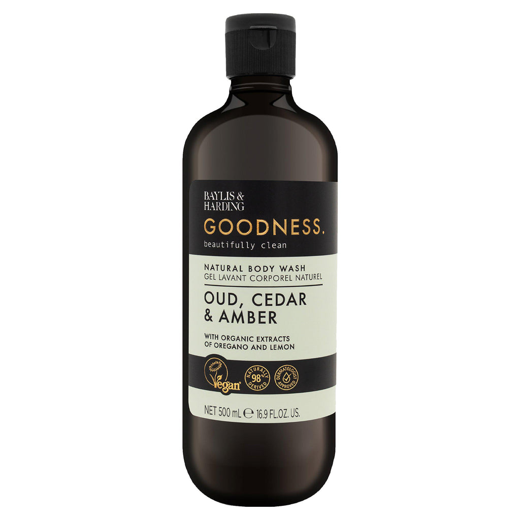 Baylis&amp;Harding Goodness Oud,Cedar,Amber-ბუნებრივი შხაპის გელი (500 მლ)